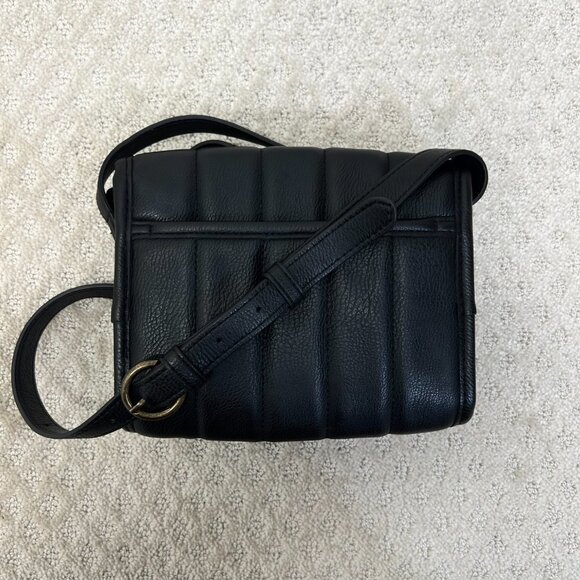 Universal Thread Black Quilted Crossbody Bag Faux Leather Bronze Hardware Chic - Picture 3 of 6